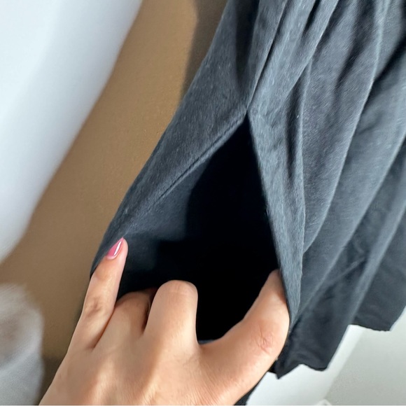 Madewell V-Neck Button Front Linen Blend Minidress in Black - Picture 4 of 6